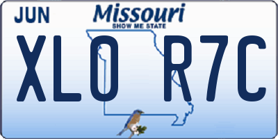 MO license plate XL0R7C