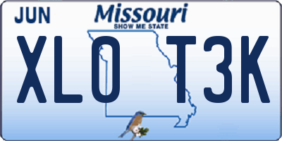 MO license plate XL0T3K