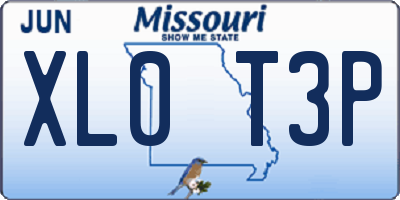 MO license plate XL0T3P