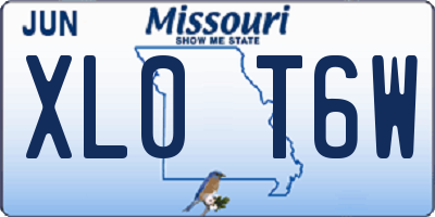 MO license plate XL0T6W