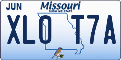 MO license plate XL0T7A