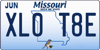 MO license plate XL0T8E