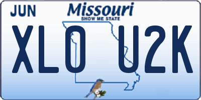 MO license plate XL0U2K