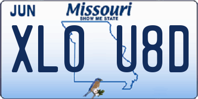 MO license plate XL0U8D