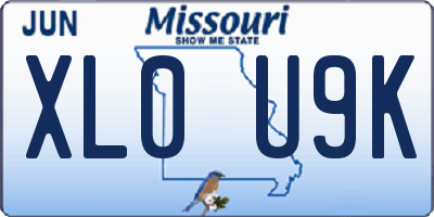 MO license plate XL0U9K