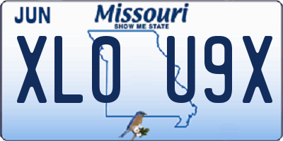 MO license plate XL0U9X