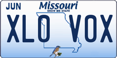 MO license plate XL0V0X