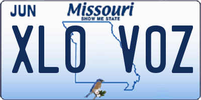 MO license plate XL0V0Z