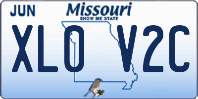 MO license plate XL0V2C