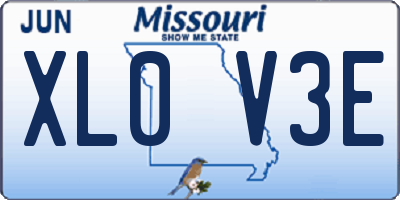 MO license plate XL0V3E