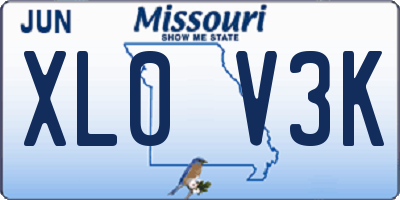 MO license plate XL0V3K