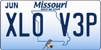MO license plate XL0V3P
