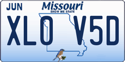 MO license plate XL0V5D