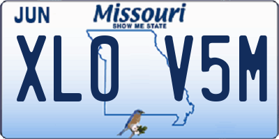 MO license plate XL0V5M