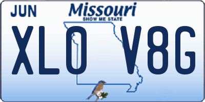 MO license plate XL0V8G