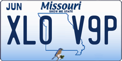 MO license plate XL0V9P
