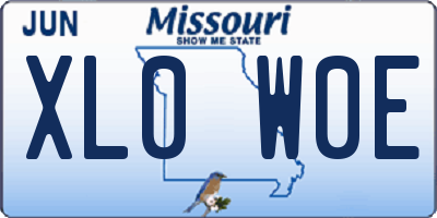 MO license plate XL0W0E