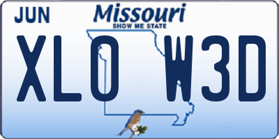 MO license plate XL0W3D
