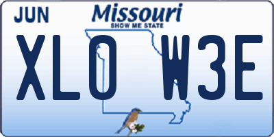 MO license plate XL0W3E
