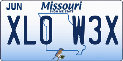 MO license plate XL0W3X