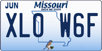 MO license plate XL0W6F