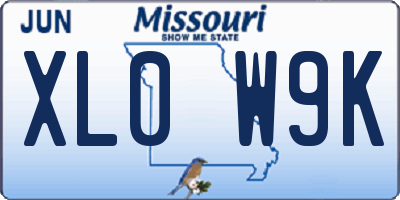 MO license plate XL0W9K