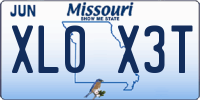 MO license plate XL0X3T