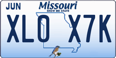 MO license plate XL0X7K
