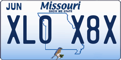 MO license plate XL0X8X