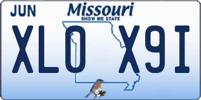 MO license plate XL0X9I