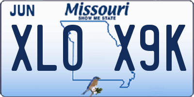 MO license plate XL0X9K