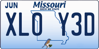 MO license plate XL0Y3D