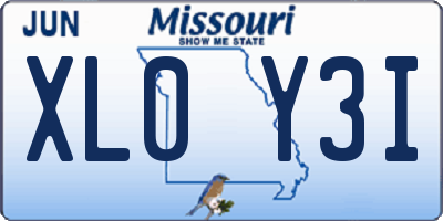 MO license plate XL0Y3I