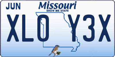MO license plate XL0Y3X