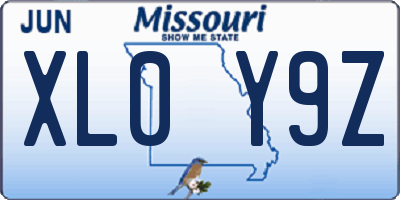 MO license plate XL0Y9Z