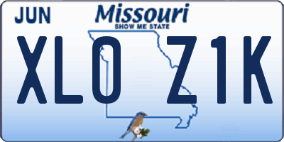 MO license plate XL0Z1K