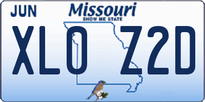 MO license plate XL0Z2D