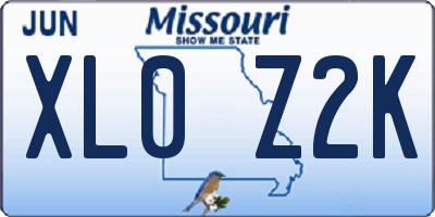 MO license plate XL0Z2K