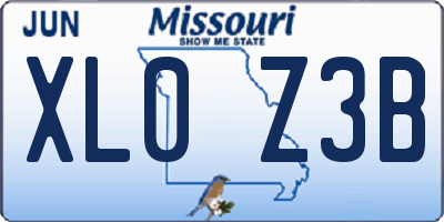 MO license plate XL0Z3B