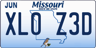 MO license plate XL0Z3D