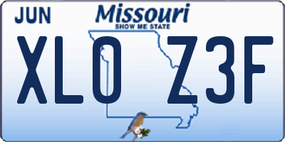 MO license plate XL0Z3F