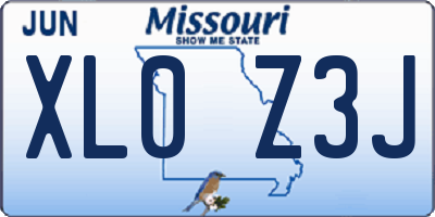 MO license plate XL0Z3J