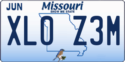 MO license plate XL0Z3M