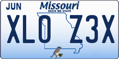 MO license plate XL0Z3X