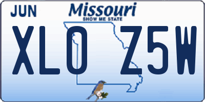 MO license plate XL0Z5W