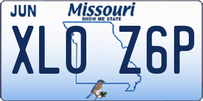 MO license plate XL0Z6P