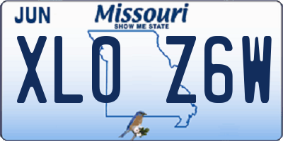 MO license plate XL0Z6W