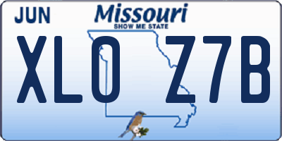 MO license plate XL0Z7B