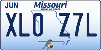MO license plate XL0Z7L
