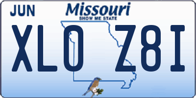 MO license plate XL0Z8I